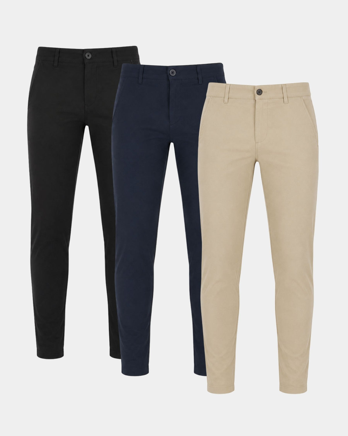 Grant Oak Smart Fit Chinos 3-Pack — Black, Navy & Beige