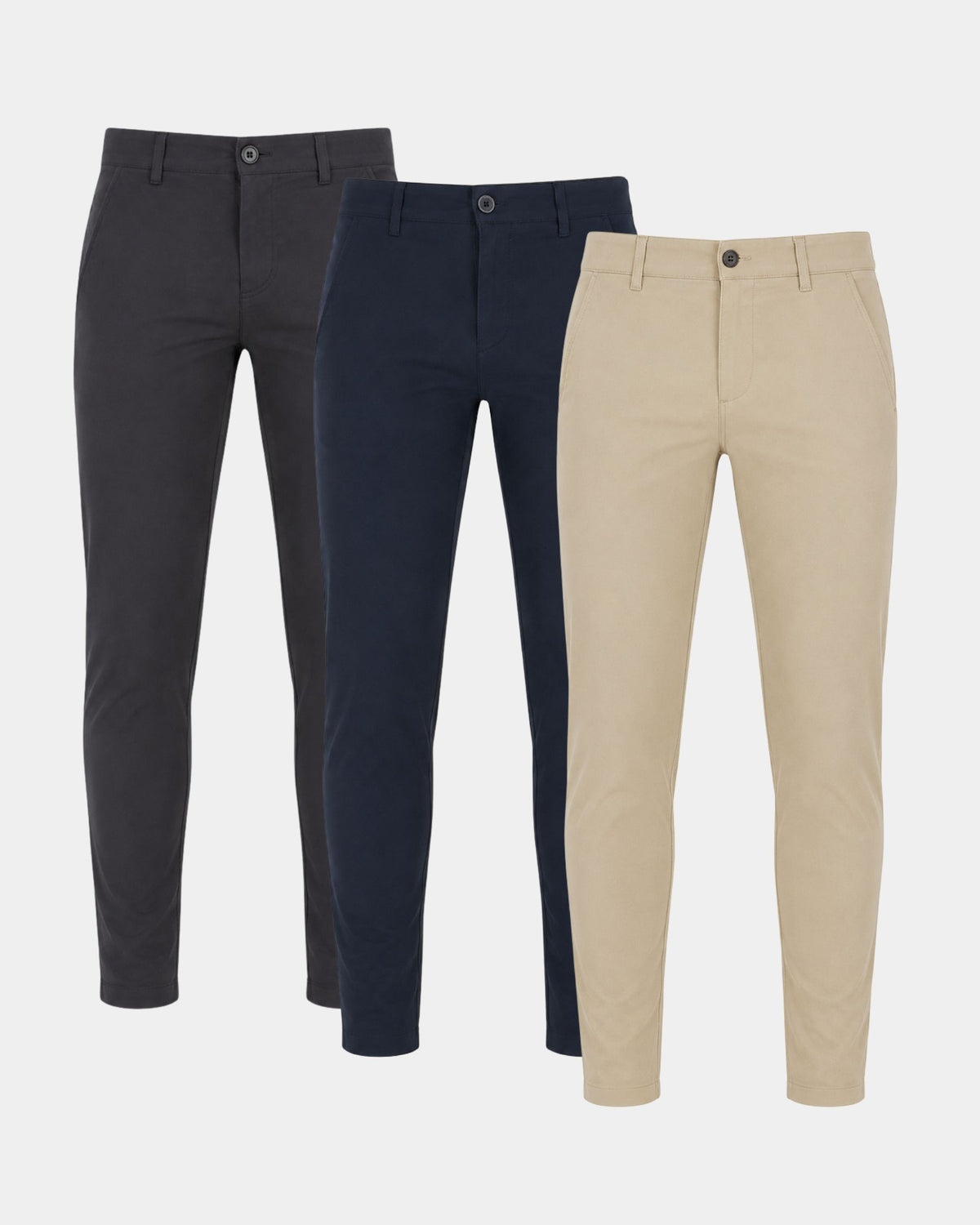Grant Oak Smart Fit Chinos 3-Pack — Dark Gray, Navy & Beige