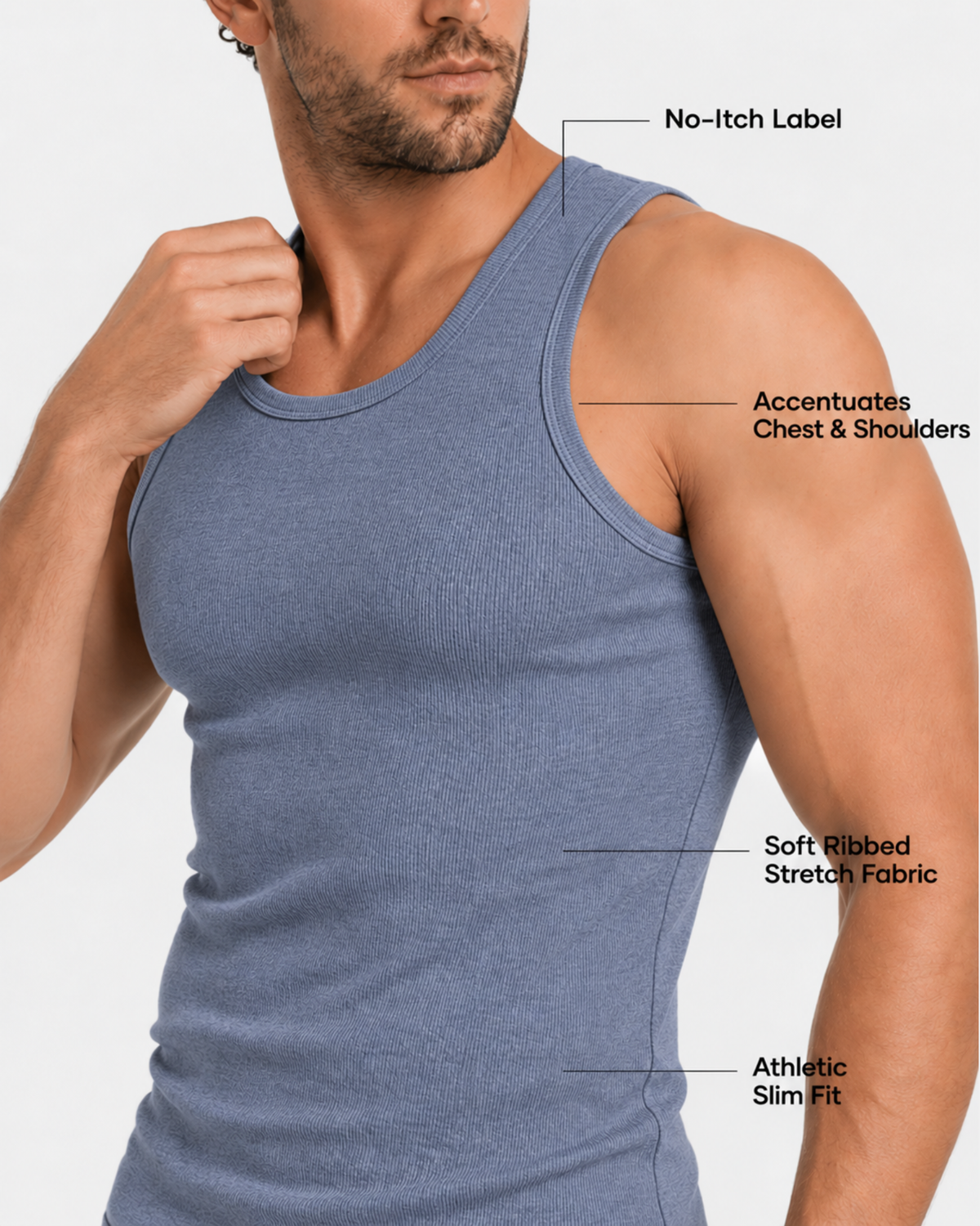 Grant Oak Steel Blue Smart Fit tanktop productafbeelding 2 #Color_Steel blauw