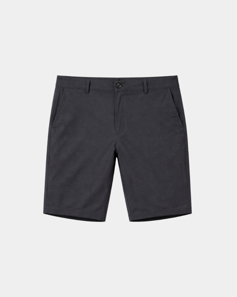 Grant Oak gray shorts flat lay front view light gray background #color_gray