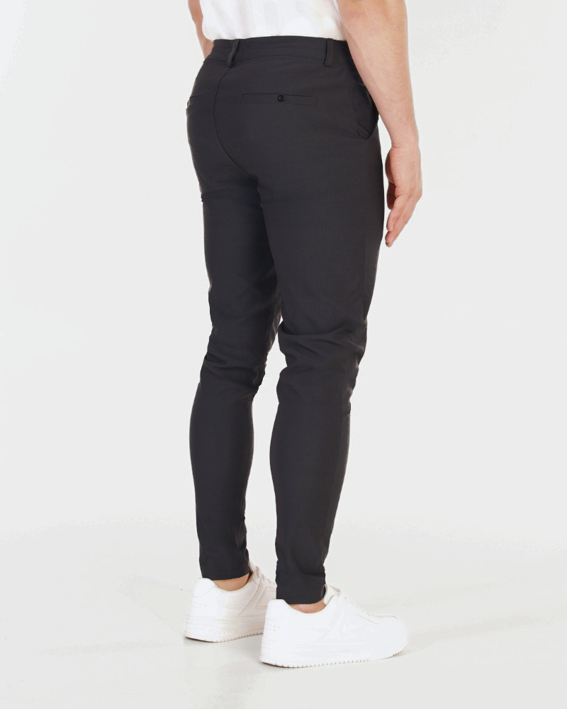 Grant Oak dark gray lightweight stretch chinos with rear welt pockets, back view #color_dark gray