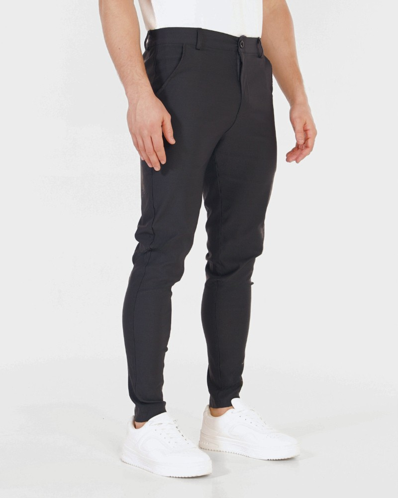 Grant Oak dark gray lightweight stretch chinos in a slim tapered fit, side view #color_dark gray