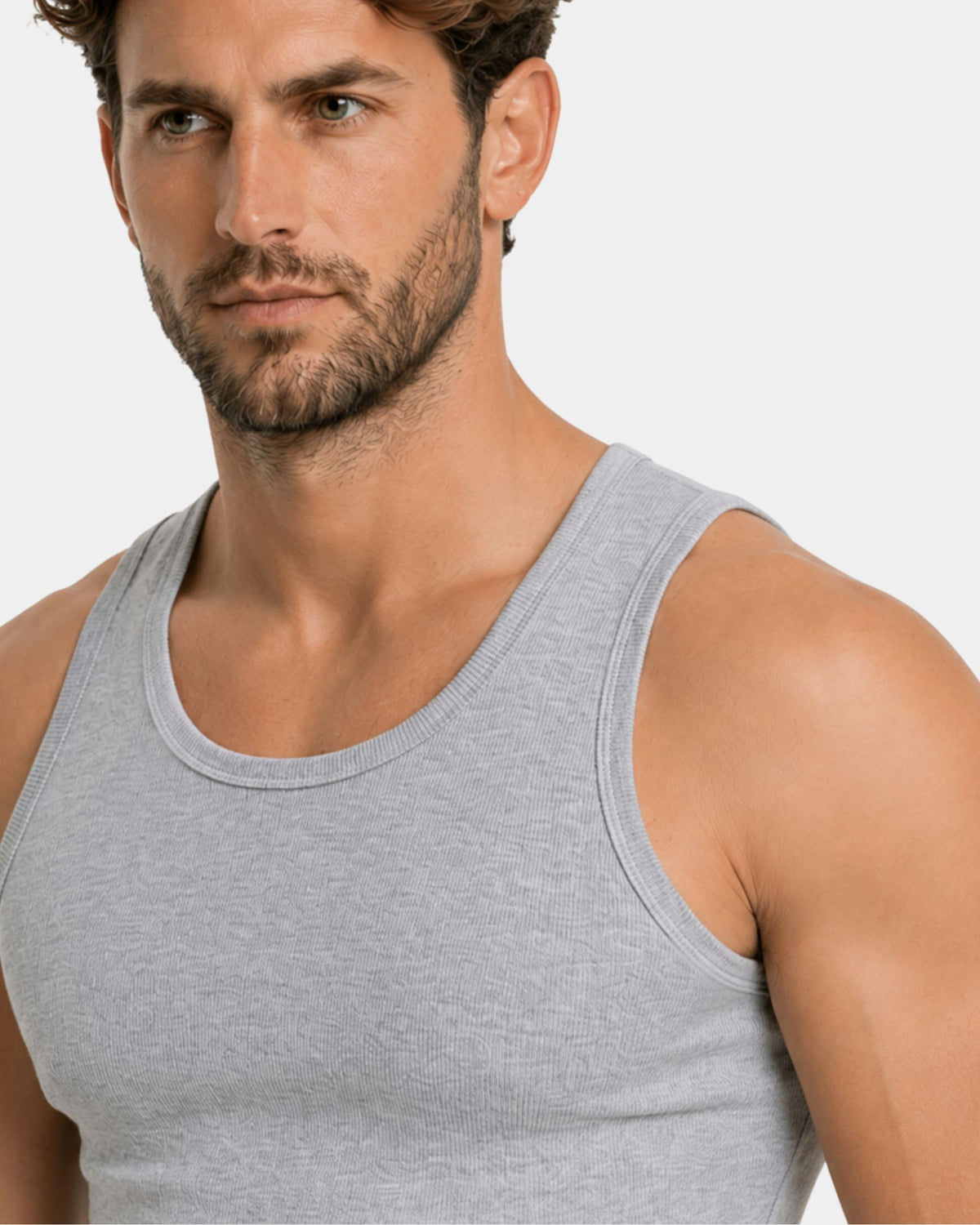 Grant Oak Smart Fit Tank 6-Pack Mixed — man wearing a light gray tank top against a plain background.